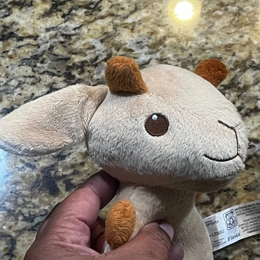 Fiesta 7 Inch‎ Goat Rattle Plush Tan Brown Stuffed Animal Baby Toy